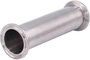 DERNORD Sanitary Spool Tube with Clamp Ends,Stainless Steel 304 Seamless Round Tubing With 1.5 inch Tri Clamp 50.5MM Ferrule Flange (Tube Length: 6 Inch / 152MM)