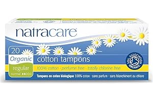 NATRACARE Non-Applicator 100% Organic Cotton Tampons, Regular, Totally Chlorine Free, Biodegradable and Compostable, 20 Count