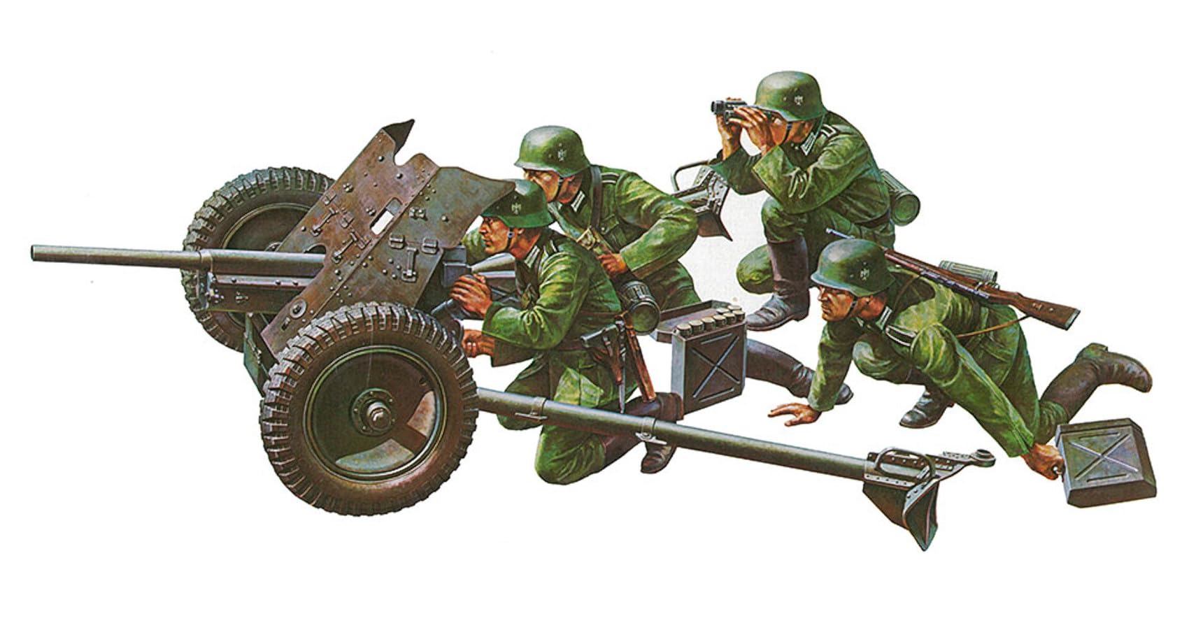 Pak 35/36 anti-tank gun model kit, WWII period, with figurines (4), Tamiya 300035035, 1:35, 3.7 cm