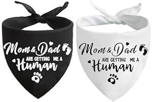 YANGMICS DIRECT Mom&Dad are Getting me a Human, Gender Reveal Photo Prop Pet Scarf Decorations Accessories Dog Bandana, Pet Accessories for Dog Lovers, Pack of 2