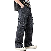 GINGTTO Baggy Cargo Pants Men Camo Wide Leg Fashion Y2K Loose Fit Streetwear Drawstring Stretch