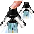 HYZ Champagne Stoppers with Vacuum Built-in Pump 2pack, Sparkling Wine Saver for Champagne, Prosecco and Cava - Stainless Steel + ABS Champagne Bottle Stoppers, Black