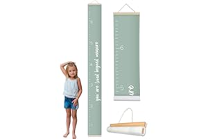 Morxy Canvas Growth Chart for Kids - Unisex Kids Room Wall Decor - Measuring Height Chart- Wall Tape with Height Chart for Kids (Loved Beyond Measure sage)