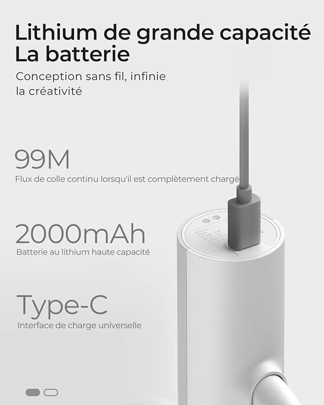 Pistolet à Colle Chaud Sans Fil, Style Minimaliste, Chauffage 30s