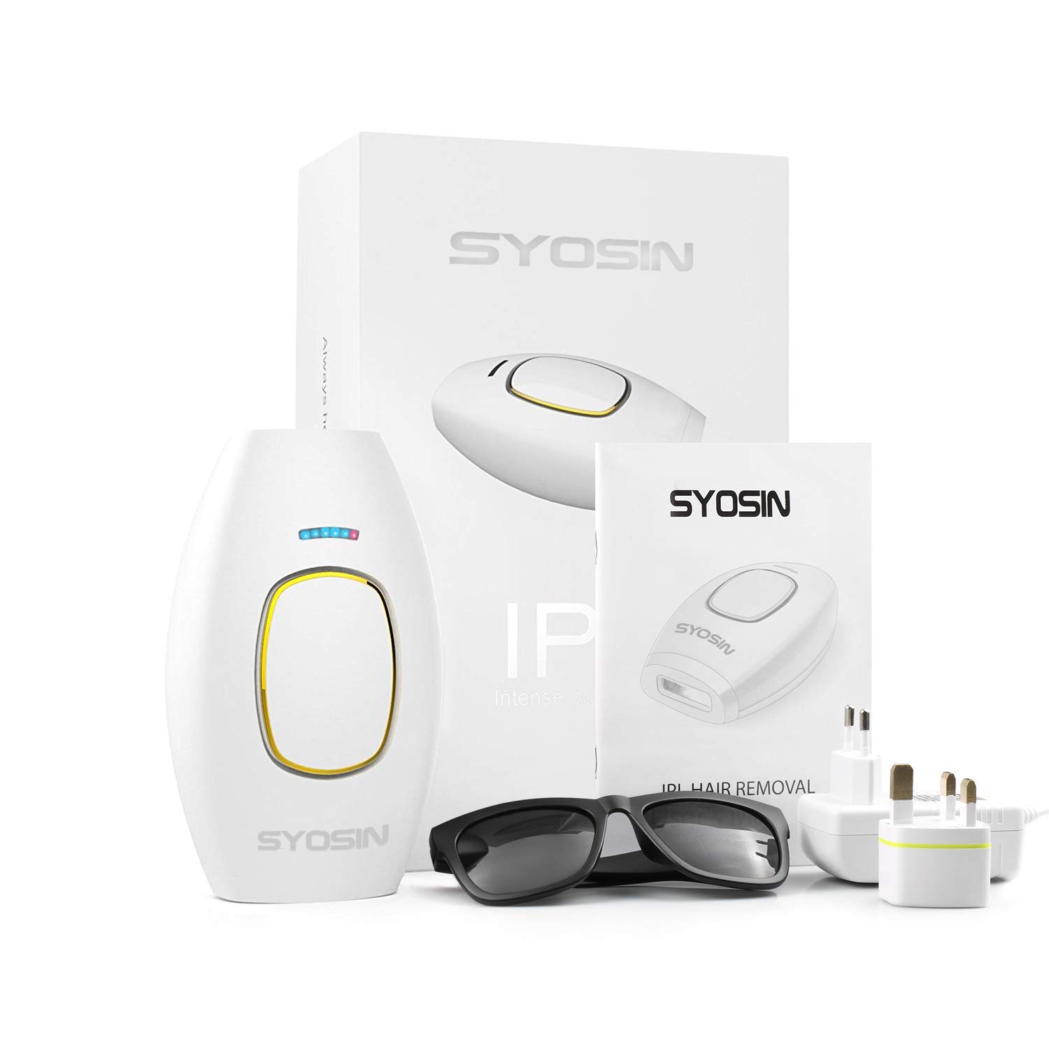 IPL Haarentfernungsgerät für Gesicht Dauerhaft Lichtbasierte Haarentfernung Systeme für Körper, Gesicht Bikini Zone Achseln Heimgebrauch Weiß mit Schutzbrille