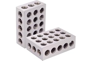 CHENTEC 1-2-3 Blocks Matched Pair Hardened Steel 23 Holes (1"x2"x3") Set Precision Machinist Milling