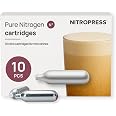 NitroPress 10 Pack Pure Nitrogen Cartridges for Original NitroPress | Food-Grade N₂ Chargers for Nitro Coffee, Cocktails, Tea