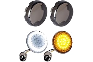 NTHREEAUTO Smoked Bullet Front Turn Signals LED Lights Panel Compatible with Harley Dyna Road Street Glide Road King Iron 883 Street Bob