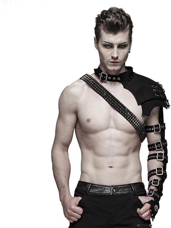 Amazon Punk Raveメンズパンクロックワンショルダーメタルアームレットショルダーハロウィンコスチュームノベルティ服アクセサリー アームウォーマー 通販