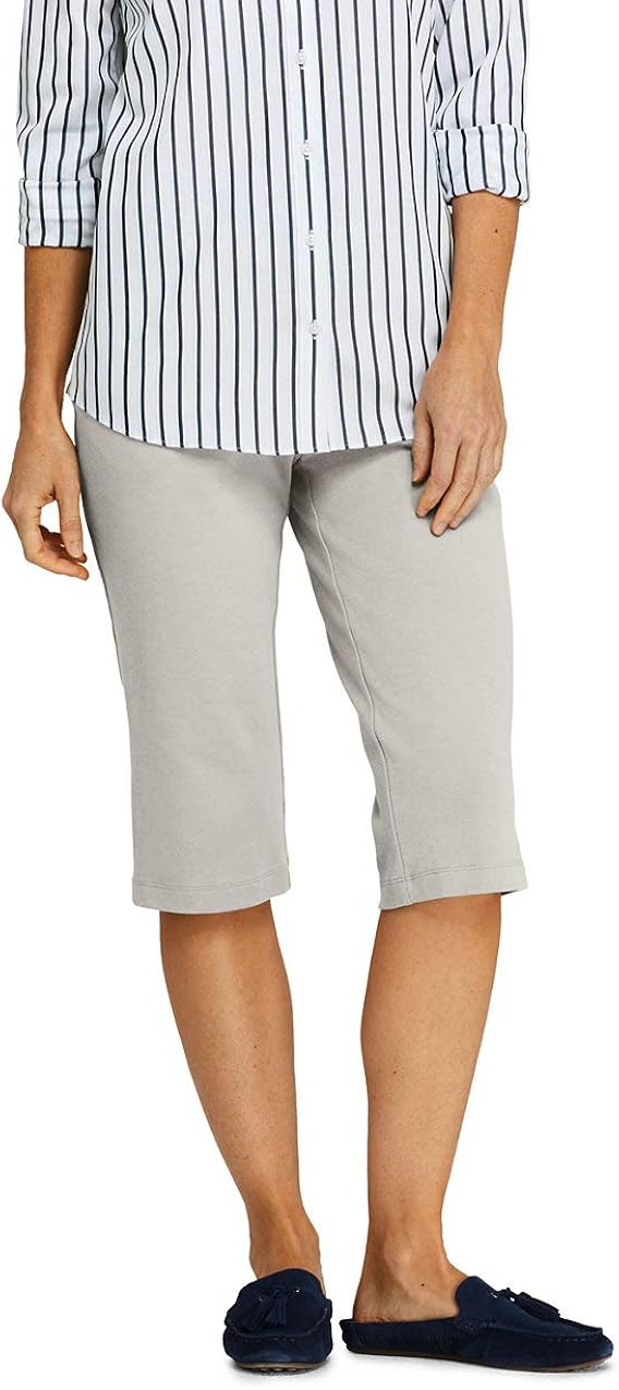 Lands' End Women's Sport Knit Capri Pants Largeight Stone Petite Medium