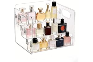 3 Tier Clear Display Risers Standwith Built-in Handles, Acrylic Perfume Organizer, Step Display Shelves, Rectangular Showcase