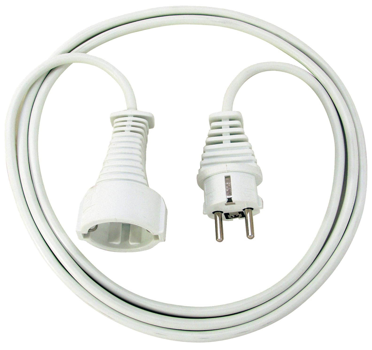 Brennenstuhl Extension Cable, 2m, Plastic, White, Female-to-Male, H05VV-F 3G1.5, 13.57 Amps, 3120 Watts, Indoor Use