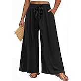 syoss Plus Size Wide Leg Pants for Women Summer Long Palazzo Pants Flowy Trousers with Pockets