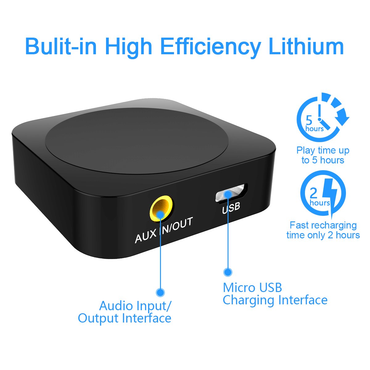 keenstone Mini Bluetooth Emetteur et Récepteur 2-en-1, sans Fil Bluetooth 4.1 Transmetteur et Récepteur 3.5mm Portable Adaptateur 2 Appareils Simultanément pour Parfait Effets Sonores Système