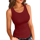 VICHYIE Womens Summer Tank Tops Crewneck Sleeveless Shirts Ribbed Tanks Slim Fitted Casual Basic Tee Shirt