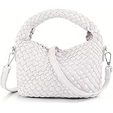 Hnycinj Woven Crossbody Bag Small Tote Cute Purse for Women,Top Handle Handbag Pu Leather Shoulderbag with Detachable Strap