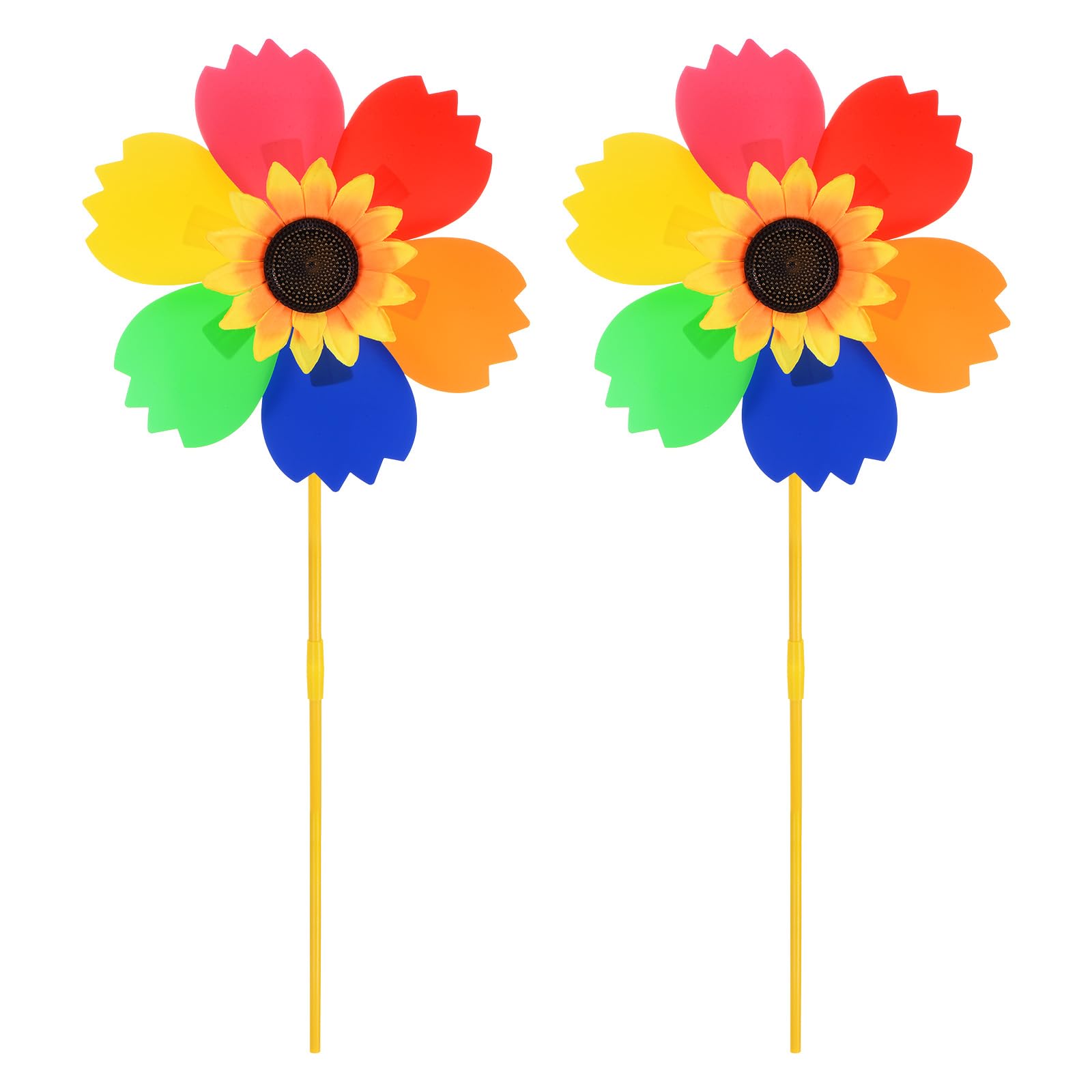 M METERXITY 2 Sets Wind Spinner - 28.7 Inch Pinwheels for Yard and Garden,Apply to Garden Decor/Yard Decorations Outdoor/Backyard Decor/Yard Art (Rainbow Windmill)