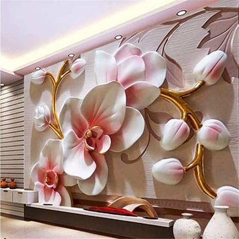 Amazon Co Jp Xbwy Beibehang 壁紙 3d 胡蝶蘭 エンボス Tv 背景 壁 モダン 花柄 装飾 リビングルーム 寝室 3d 壁紙 280x0cm ホーム キッチン