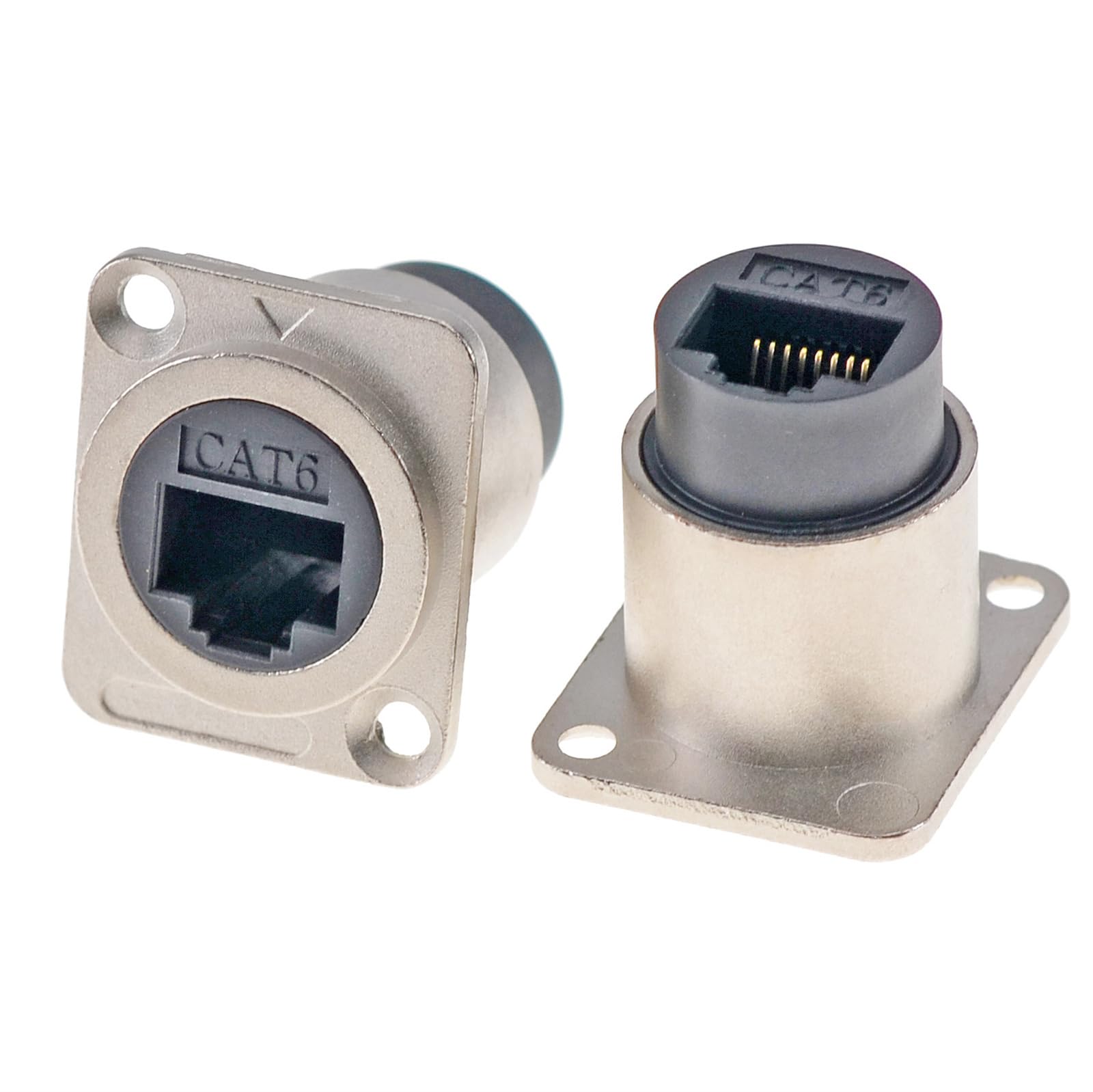 HangTon 5pack RJ45 Waterproof Coupler Connector Panel Socket Bulkhead Feed Through, Cat6 Ethernet Network, D-type Inline Cable Female to Female Extension