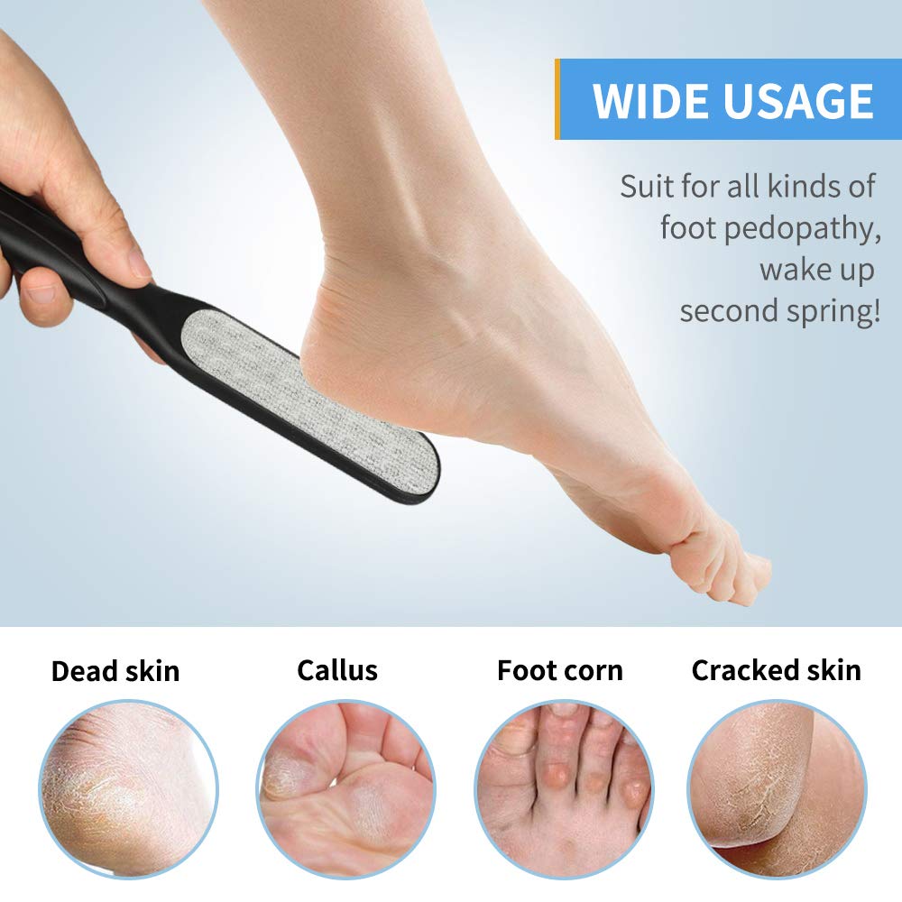 Foot Files Callus Remover 2 Pcs Stainless Steel Foot Rasp and Dual Sided Foot File Professional Pedicure Tools Premium Foot Scrubber with 5PCS Compression Towels : Beauty