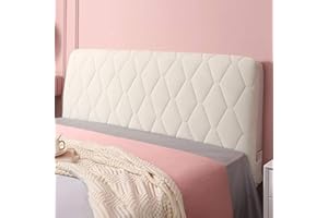 CAMZ Velvet Bed Headboard Cover for Queen Twin Full King Size, Quilted Bed Headboard Slipcover Thicken Dustproof Headboard Padding Protector Cover (Beige,Twin:100cm(39"))