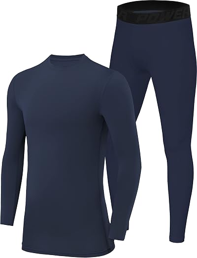 PowerLayer Boys Base Layer Set Navy Top & Tights 10-12 Years