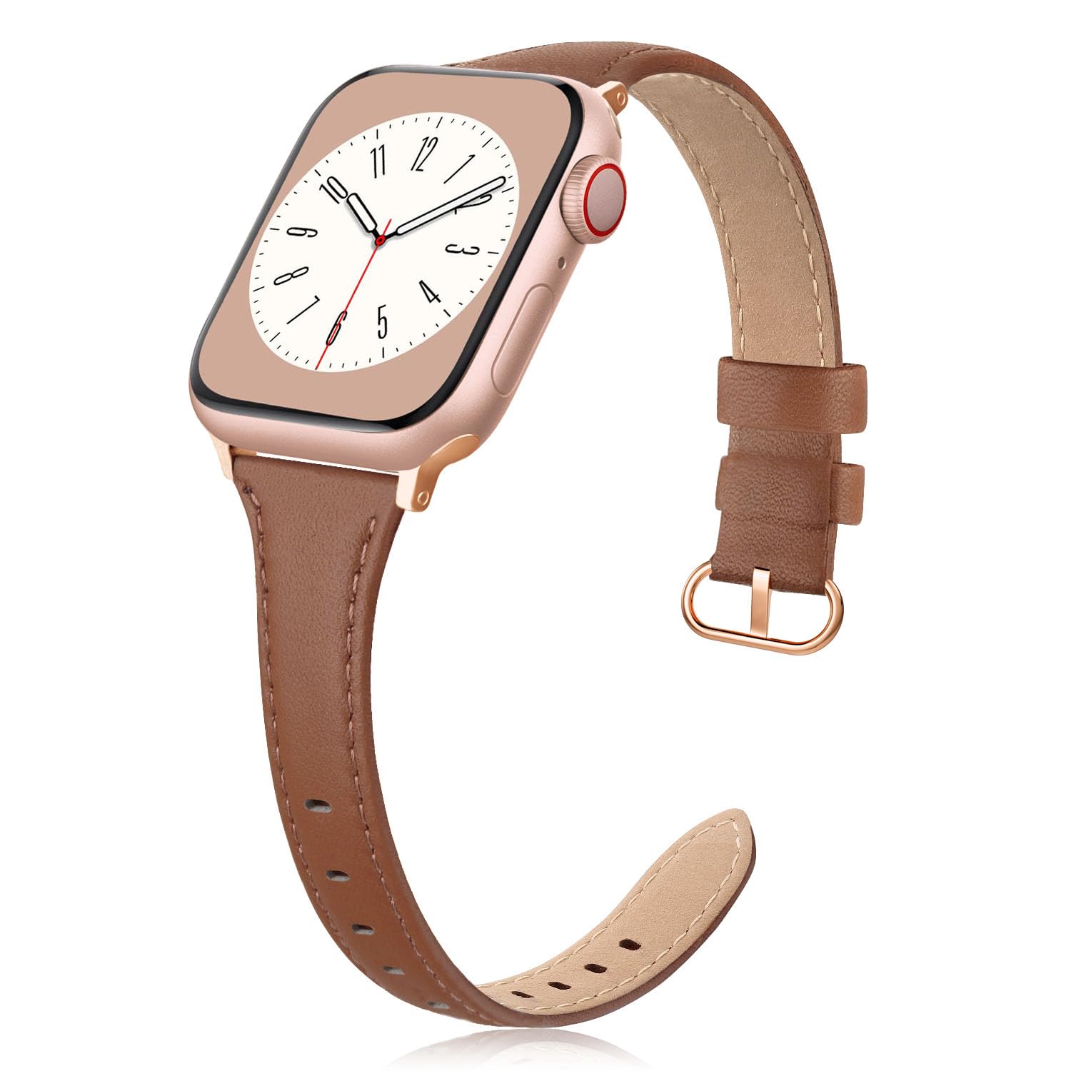 SWEES Slim Leather Band Compatible for Apple Watch 38mm 40mm 41mm 42mm Series 10, Slim Thin Elegant Top Grain Genuine Leather Strap Compatible for iWatch Series 10 9 8 7 6 5 4 3 2 1 SE Women