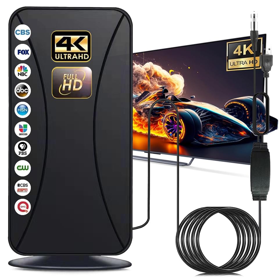 Photo 1 of 2025 TV Antenna, 999+ Mile Long Range TV Antenna for Smart TVs and All Older TVs, Indoor Outdoor Clear Digital Antenna with 4K 1080p Support - Coaxial 33FT Cable and Amplifier