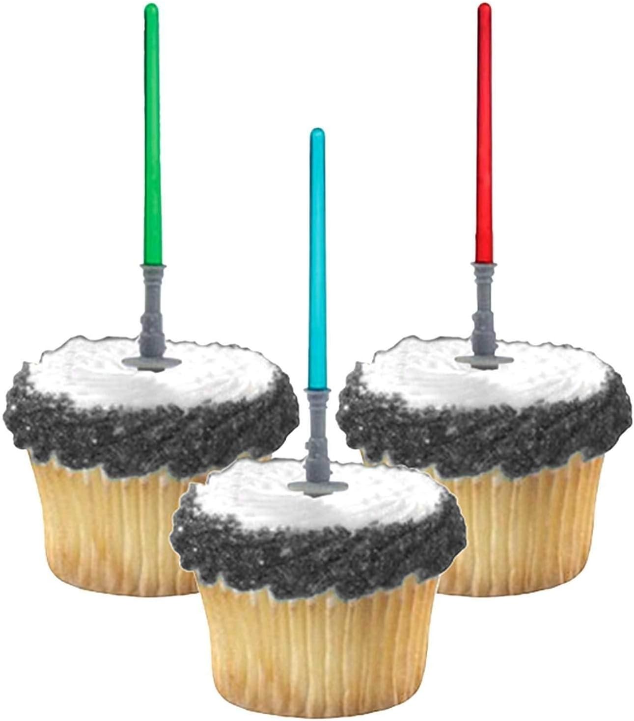Lynmmax Star Wars Light saber Cupcake Picks Toppers Birthday Fun Party Decorations Kit (24)