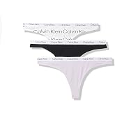 Calvin Klein womens Carousel Logo Cotton Stretch Thong Panties, Multipack