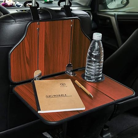 Amazon Mr Ho 多機能カーテーブル カーバックシート 折りたたみテーブル 木製ポータブル折りたたみ式車両シートバックテーブルトレイ ラップトップノートブックデッキ フードデスクとカップホルダー レッド シートカバー 車 バイク