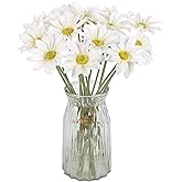 IPOPU 15pcs Daisies Artificial Flowers Faux White Daisies Flowers 12" Fake Wildflowers Flower Silk Flowers for Floral Arrangements Wedding Home Garden Decor (White)