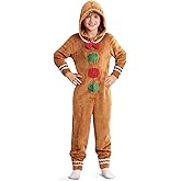 IIMMER Kids Christmas Costume Flannel Hooded Outfits 4-14 Years