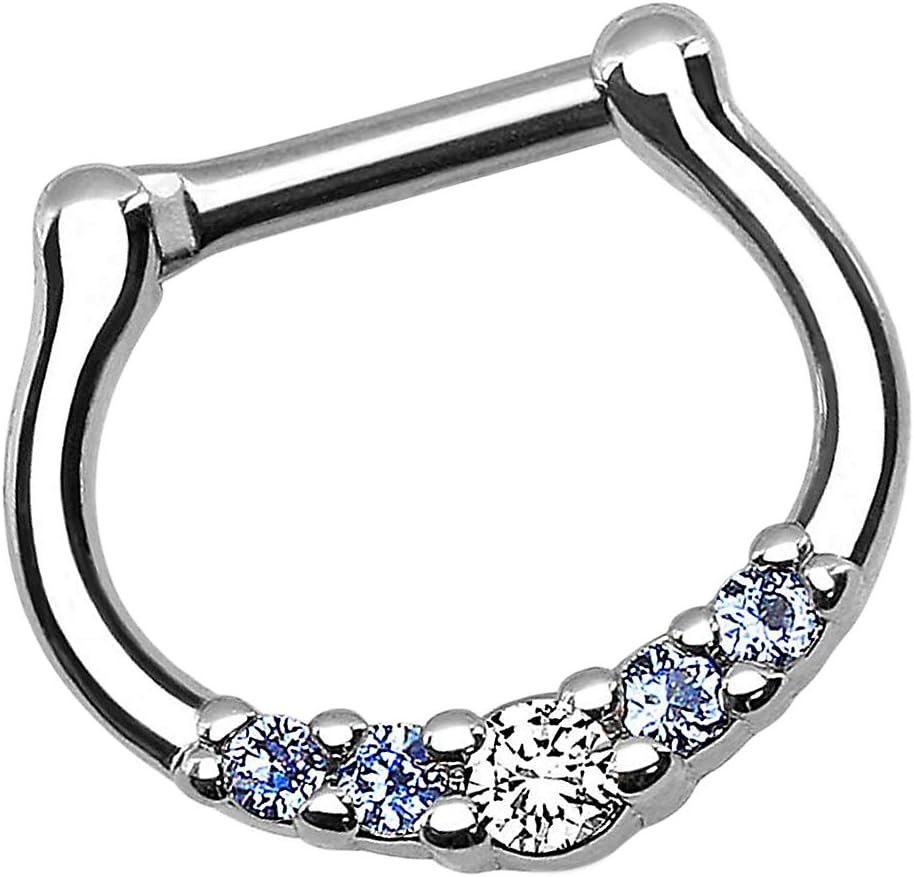 Piersando® Piercing Septum Clicker Ring with Silver/Blue