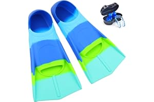 Nagiee Swim Fins, Kids Swim Flippers for Lap Swimming, Comfortable Silicone Flippers with Mesh Bag, Travel Size Swimming Flip