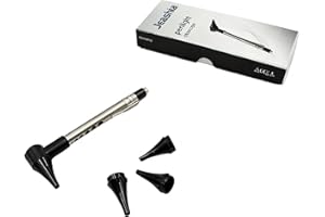 Jeashia Stainless Steel Mini Diagnostic Otoscope with 3X Magnification, Bright LED Light, Clip and 3 Reusable and Easy-to-Clean Specula Sizes for Kids/Adults & Pet and 2 AAA Batteries