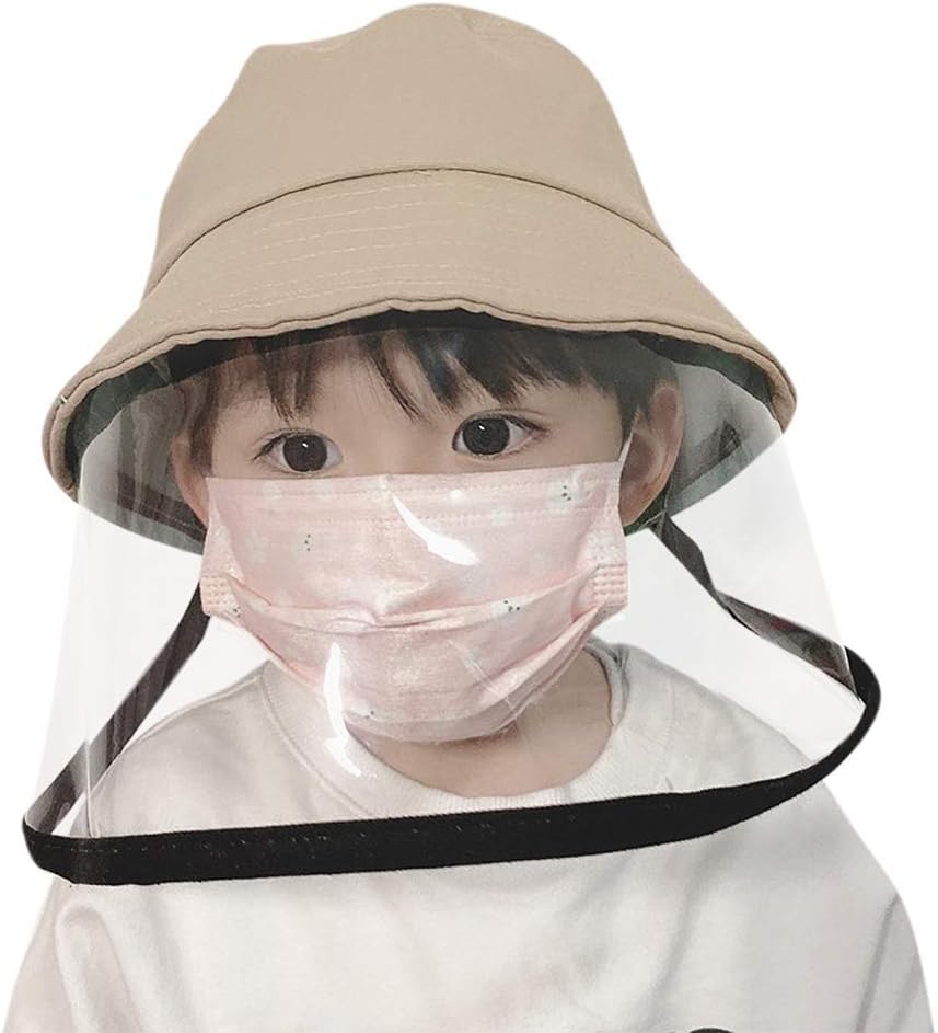 Anti Saliva Fog UV Hat with Face Shield - Full Face Isolation Anti-Pollution Hat Fishing Hat Boonie Hat Epidemic Protection Hat for Men & Women Camping (Baby Khaki)