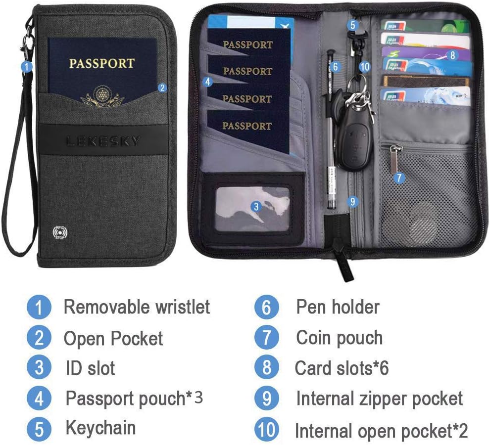  | Passport Holder Wallet for Family Travel RFID Blocking Document Organizer Lekesky | Passport Wallets