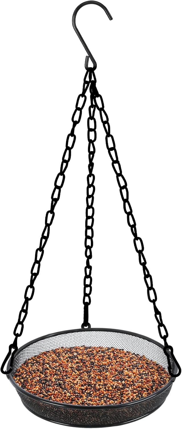 Backyard Birding & Wildlife - Gtongoko Hanging Bird Feeder Tray, Metal Mesh Platform Feeders for Birds, Outdoor Garden Decoration for Attracting Birds