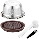 Reusable Pods for Nespresso Vertuo Machine, Stainless Steel 230ml Refillable Coffee Capsule Set with 1 Silicone Lid, 1 Spoon,