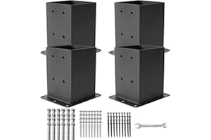 ICokin 4×4 Post Base 4 Pcs,Deck Post Brackets,Inner Size (3.6" x3.6“Heavy Duty Powder-Coated Steel Post Bracket Fit for Outdoor Pavilion, Deck Railing ,Support Deck Base Plate,Pergola