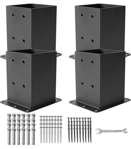 Valkyrie Profile Ps1 Base De Poste De 4 X 4, 4 Bases De Poste De Cubierta Ajustables Soporte De Anclaje Para Poste Soportes De Pergola De Valla De Madera Para War Falklands
