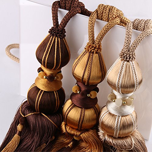 BERTERI 1 Pair Window Curtain Tassel Tiebacks, Luxury Blue Curtains Hanging Ball Holdback Living Room Supplies Window Treatment Accessories - Thumbnail 4