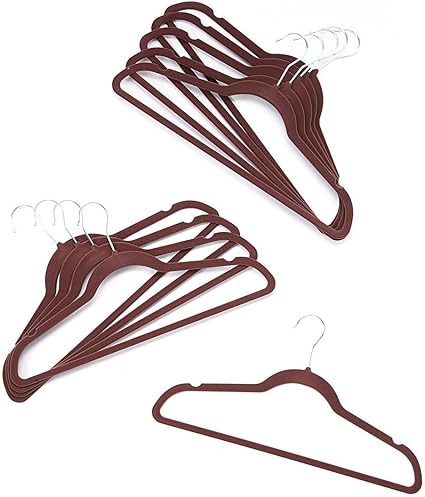 home-it 50 Stück Kleiderbügel Schokolade Samt Kleiderbügel Kleiderbügel