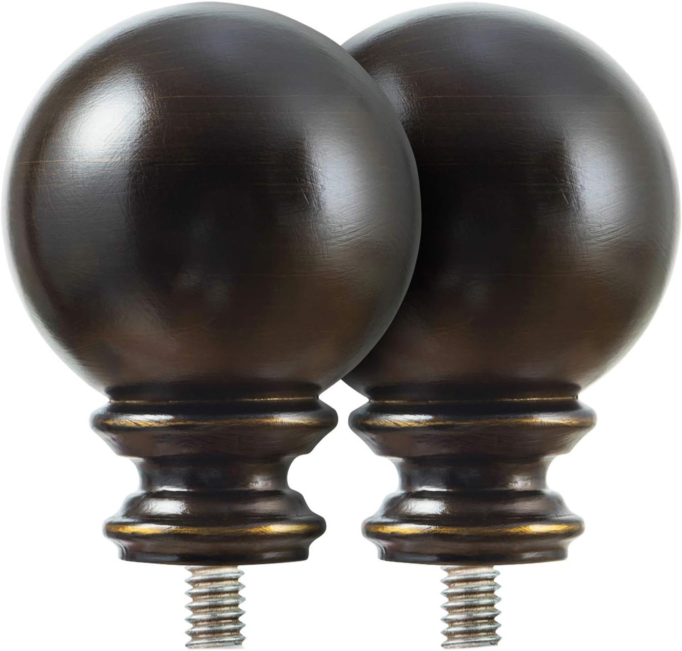 KAMANINA Round Replacement Finials for 1 and 7/8 Inch Curtain rods, M6 Screw Rod Finials, Set of 2, Bronze: Home & Kitchen