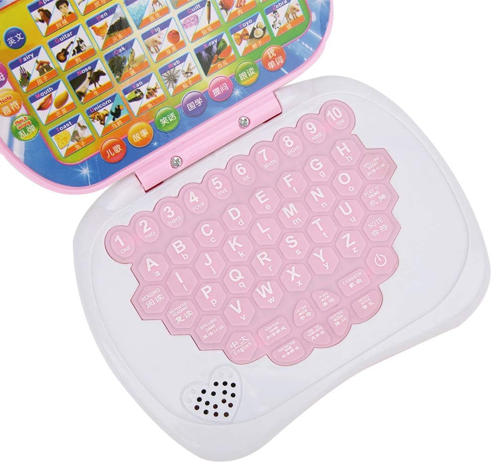 Tnfeeon Multi-functional Laptop Tablet English Words Letters Math Learning for Preschool Children, Pink, Medium - Image 4