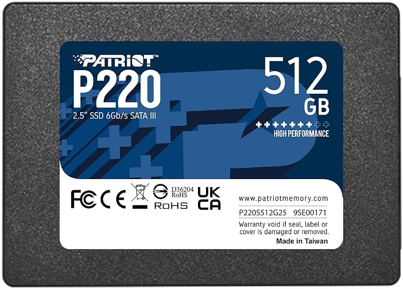 Patriot Memory P220S512G25 512GB 2.5 Inch SATA III SSD P220