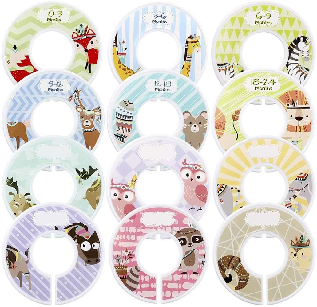 LATRAT Baby Wardrobe Dividers Baby Nursery Organiser Baby Clothes Cupboard Divider Baby Clothes Organiser for Newborns Nursery Toddler Boys and Girls Pack of 12