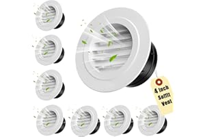 AULKZIOV 8 PCS Soffit Vents 4 Inch, Round Vent Cover with Built-in Fly Screen Mesh, ABS Louver Grille Cover White Soffit Dryer Vent, Best for Kitchen, Office, Bathroom Vent Fan Cover Ventilation