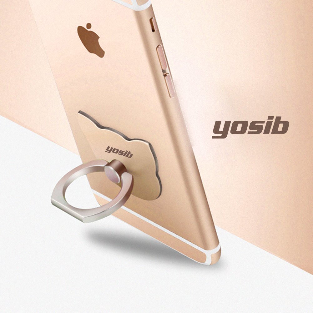 Phone Finger Ring Stand Holder 360° Rotation Universal Cellphone Slacker Stent Phone Bracket for iPhone Smart-phone and Tablets (cat) (Gold)